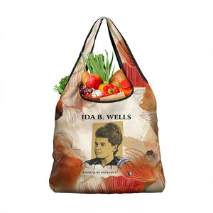 Ida B. Wells Grocery Bag with Floral Pen Design Illustrated Portrait Civil Rights and Journalism Tribute - African Pride