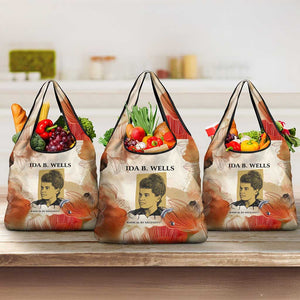Ida B. Wells Grocery Bag with Floral Pen Design Illustrated Portrait Civil Rights and Journalism Tribute - African Pride