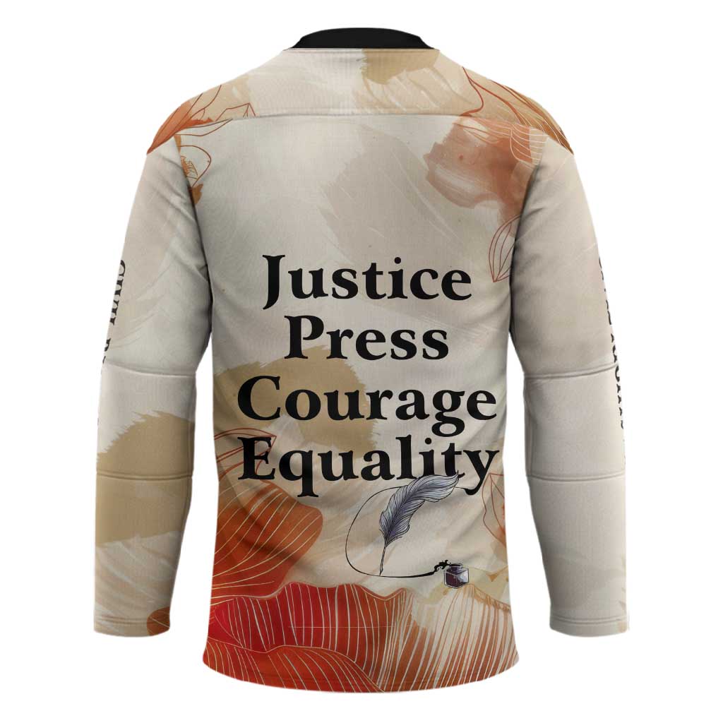 Ida B. Wells Hockey Jersey with Floral Pen Design Illustrated Portrait Civil Rights and Journalism Tribute - African Pride