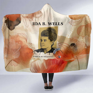 Ida B. Wells Hooded Blanket with Floral Pen Design Illustrated Portrait Civil Rights and Journalism Tribute - African Pride