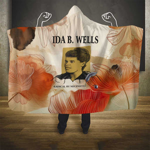 Ida B. Wells Hooded Blanket with Floral Pen Design Illustrated Portrait Civil Rights and Journalism Tribute - African Pride