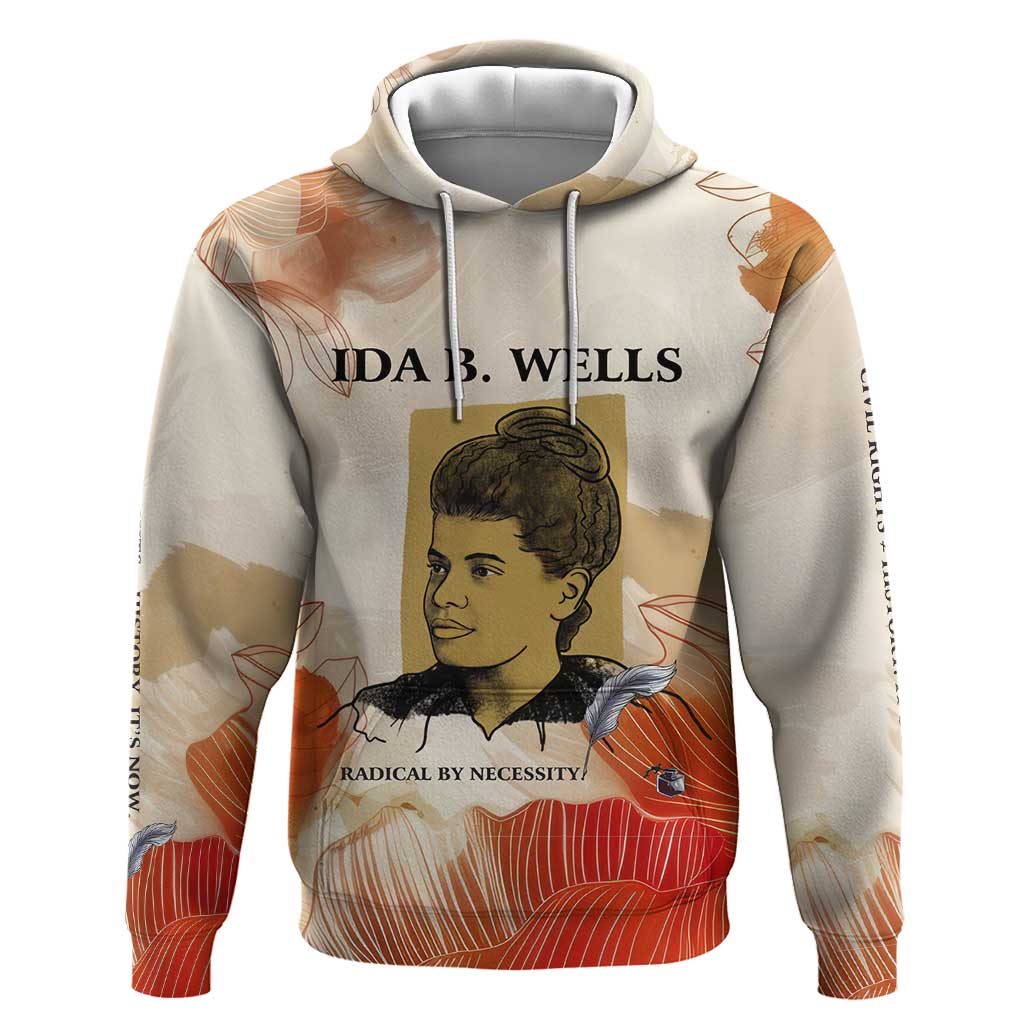 Ida B. Wells Hoodie with Floral Pen Design Illustrated Portrait Civil Rights and Journalism Tribute - African Pride