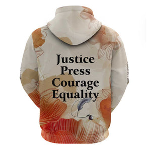 Ida B. Wells Hoodie with Floral Pen Design Illustrated Portrait Civil Rights and Journalism Tribute - African Pride