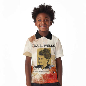 Ida B. Wells Kid Polo Shirt with Floral Pen Design Illustrated Portrait Civil Rights and Journalism Tribute - African Pride