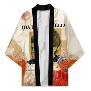 Ida B. Wells Kimono with Floral Pen Design Illustrated Portrait Civil Rights and Journalism Tribute - African Pride