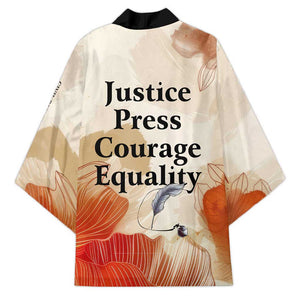 Ida B. Wells Kimono with Floral Pen Design Illustrated Portrait Civil Rights and Journalism Tribute - African Pride