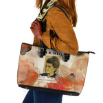 Ida B. Wells Leather Tote Bag with Floral Pen Design Illustrated Portrait Civil Rights and Journalism Tribute - African Pride