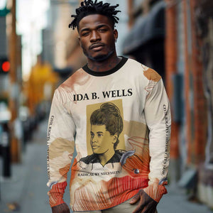 Ida B. Wells Long Sleeve Shirt with Floral Pen Design Illustrated Portrait Civil Rights and Journalism Tribute - African Pride