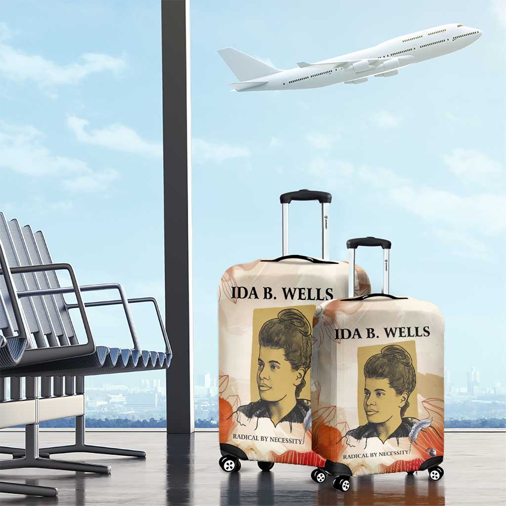 Ida B. Wells Luggage Cover with Floral Pen Design Illustrated Portrait Civil Rights and Journalism Tribute - African Pride