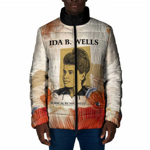 Ida B. Wells Padded Jacket with Floral Pen Design Illustrated Portrait Civil Rights and Journalism Tribute - African Pride