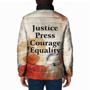 Ida B. Wells Padded Jacket with Floral Pen Design Illustrated Portrait Civil Rights and Journalism Tribute - African Pride