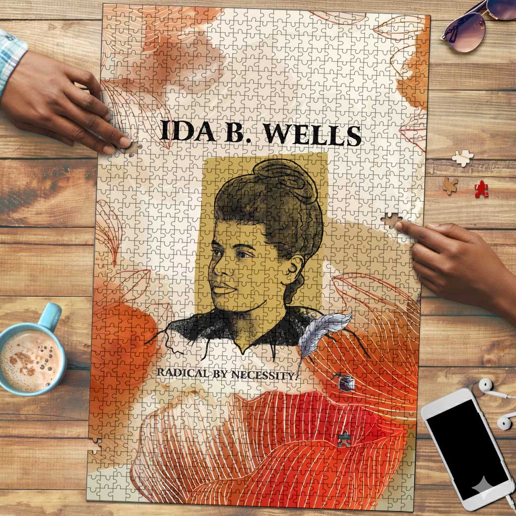 Ida B. Wells Puzzle with Floral Pen Design Illustrated Portrait Civil Rights and Journalism Tribute - African Pride