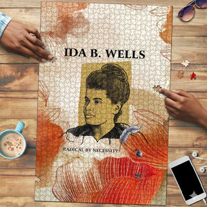 Ida B. Wells Puzzle with Floral Pen Design Illustrated Portrait Civil Rights and Journalism Tribute - African Pride