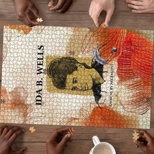 Ida B. Wells Puzzle with Floral Pen Design Illustrated Portrait Civil Rights and Journalism Tribute - African Pride