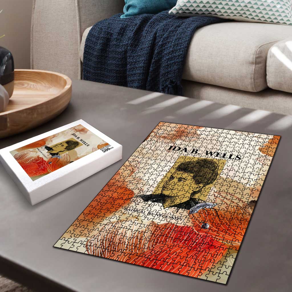Ida B. Wells Puzzle with Floral Pen Design Illustrated Portrait Civil Rights and Journalism Tribute - African Pride