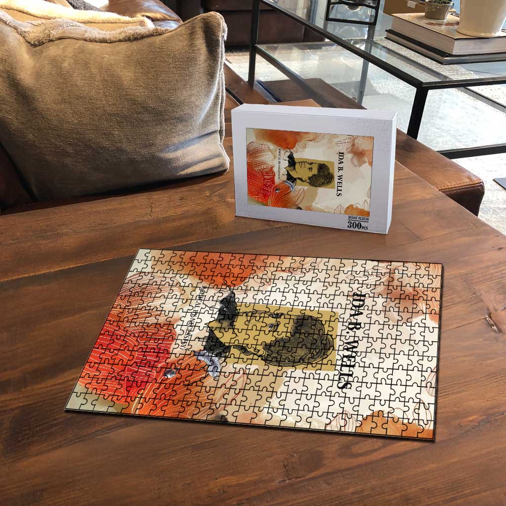 Ida B. Wells Puzzle with Floral Pen Design Illustrated Portrait Civil Rights and Journalism Tribute - African Pride