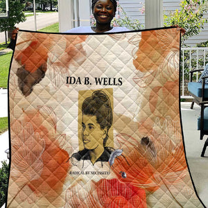 Ida B. Wells Quilt with Floral Pen Design Illustrated Portrait Civil Rights and Journalism Tribute - African Pride