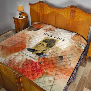 Ida B. Wells Quilt with Floral Pen Design Illustrated Portrait Civil Rights and Journalism Tribute - African Pride