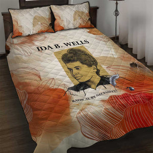Ida B. Wells Quilt Bed Set with Floral Pen Design Illustrated Portrait Civil Rights and Journalism Tribute - African Pride