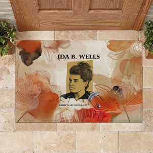 Ida B. Wells Rubber Doormat with Floral Pen Design Illustrated Portrait Civil Rights and Journalism Tribute - African Pride