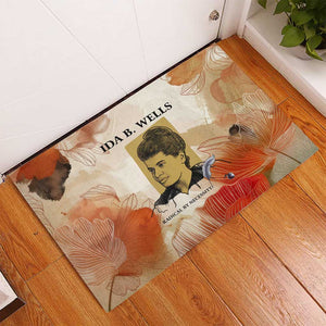Ida B. Wells Rubber Doormat with Floral Pen Design Illustrated Portrait Civil Rights and Journalism Tribute - African Pride