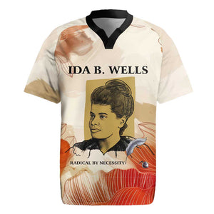 Ida B. Wells Rugby Jersey with Floral Pen Design Illustrated Portrait Civil Rights and Journalism Tribute - African Pride