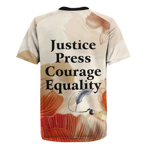 Ida B. Wells Rugby Jersey with Floral Pen Design Illustrated Portrait Civil Rights and Journalism Tribute - African Pride