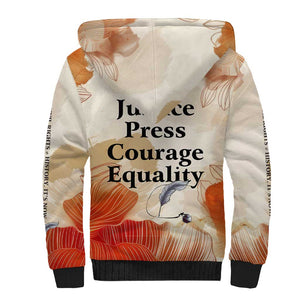 Ida B. Wells Sherpa Hoodie with Floral Pen Design Illustrated Portrait Civil Rights and Journalism Tribute - African Pride