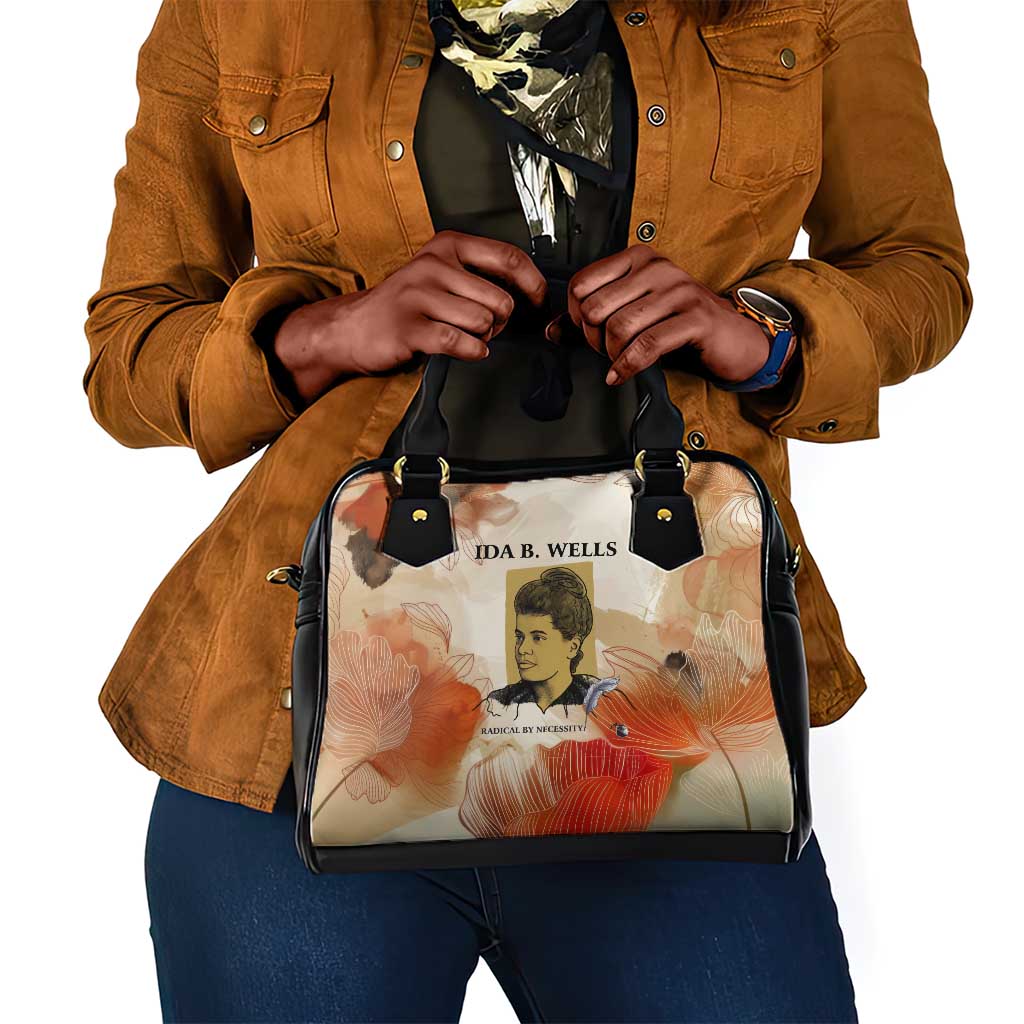 Ida B. Wells Shoulder Handbag with Floral Pen Design Illustrated Portrait Civil Rights and Journalism Tribute - African Pride