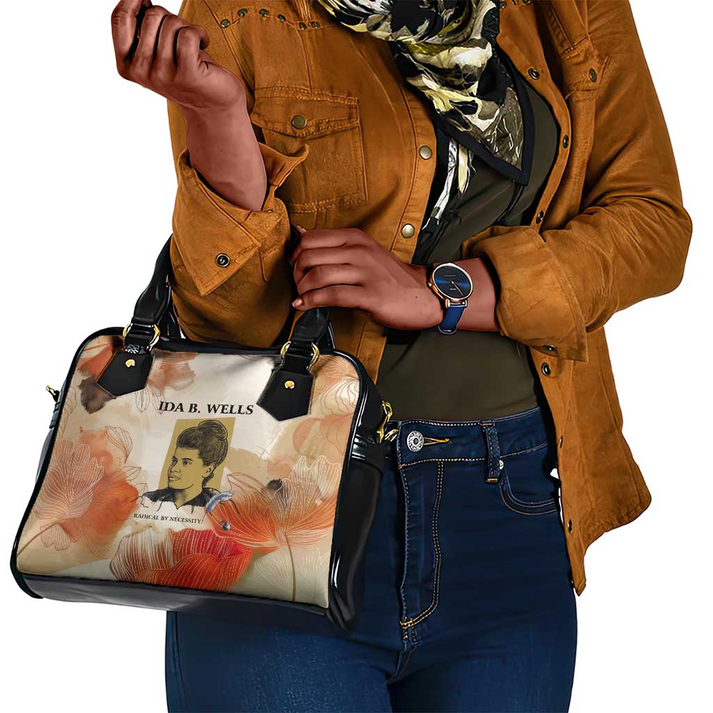Ida B. Wells Shoulder Handbag with Floral Pen Design Illustrated Portrait Civil Rights and Journalism Tribute - African Pride