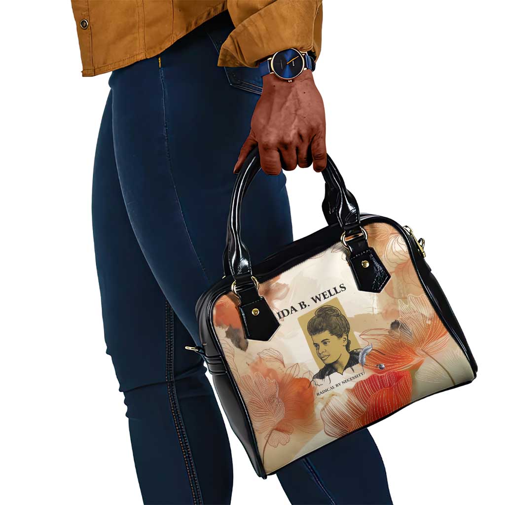 Ida B. Wells Shoulder Handbag with Floral Pen Design Illustrated Portrait Civil Rights and Journalism Tribute - African Pride
