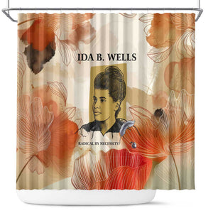 Ida B. Wells Shower Curtain with Floral Pen Design Illustrated Portrait Civil Rights and Journalism Tribute - African Pride