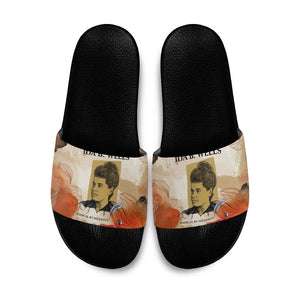 Ida B. Wells Slide Sandals with Floral Pen Design Illustrated Portrait Civil Rights and Journalism Tribute - African Pride