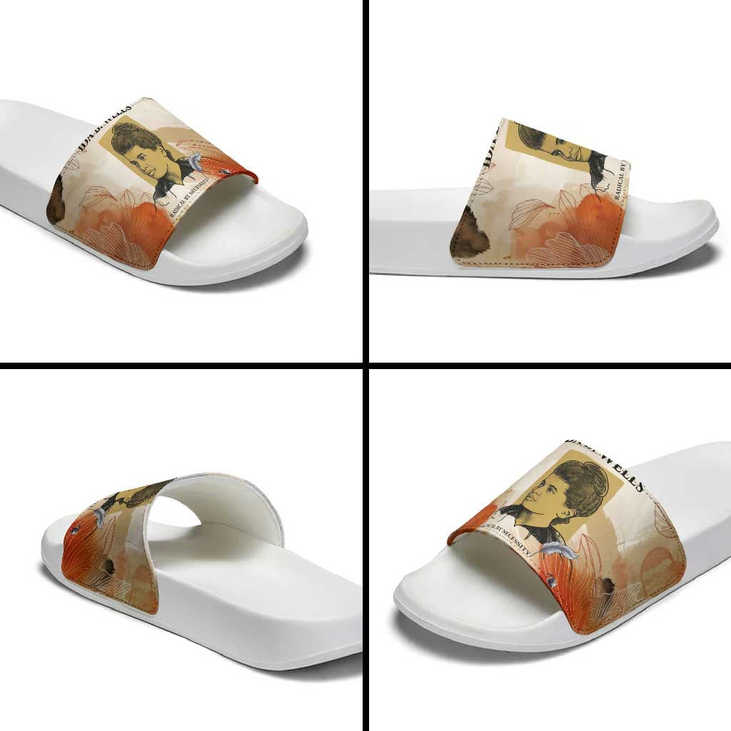Ida B. Wells Slide Sandals with Floral Pen Design Illustrated Portrait Civil Rights and Journalism Tribute - African Pride