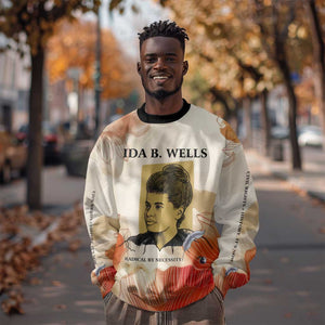 Ida B. Wells Sweatshirt with Floral Pen Design Illustrated Portrait Civil Rights and Journalism Tribute - African Pride