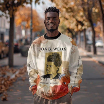 Ida B. Wells Sweatshirt with Floral Pen Design Illustrated Portrait Civil Rights and Journalism Tribute - African Pride