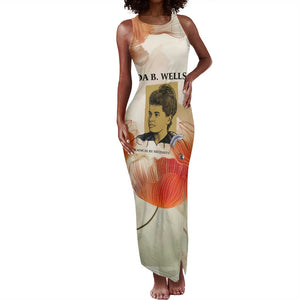 Ida B. Wells Tank Maxi Dress with Floral Pen Design Illustrated Portrait Civil Rights and Journalism Tribute - African Pride