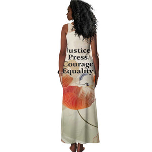 Ida B. Wells Tank Maxi Dress with Floral Pen Design Illustrated Portrait Civil Rights and Journalism Tribute - African Pride
