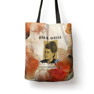 Ida B. Wells Tote Bag with Floral Pen Design Illustrated Portrait Civil Rights and Journalism Tribute - African Pride