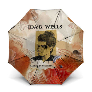 Ida B. Wells Umbrella with Floral Pen Design Illustrated Portrait Civil Rights and Journalism Tribute - African Pride