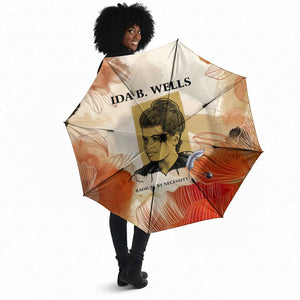Ida B. Wells Umbrella with Floral Pen Design Illustrated Portrait Civil Rights and Journalism Tribute - African Pride