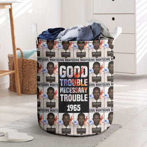 John Lewis Laundry Basket with Mugshot Collage Design Civil Rights Portrait Good Trouble Tribute - African Pride