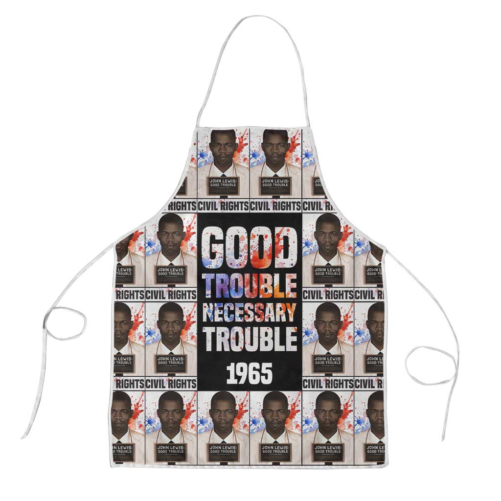 John Lewis Apron with Mugshot Collage Design Civil Rights Portrait Good Trouble Tribute - African Pride