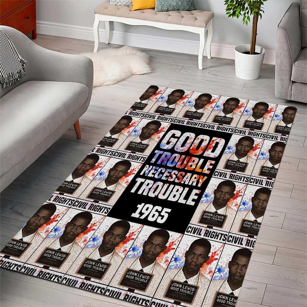 John Lewis Area Rug with Mugshot Collage Design Civil Rights Portrait Good Trouble Tribute - African Pride
