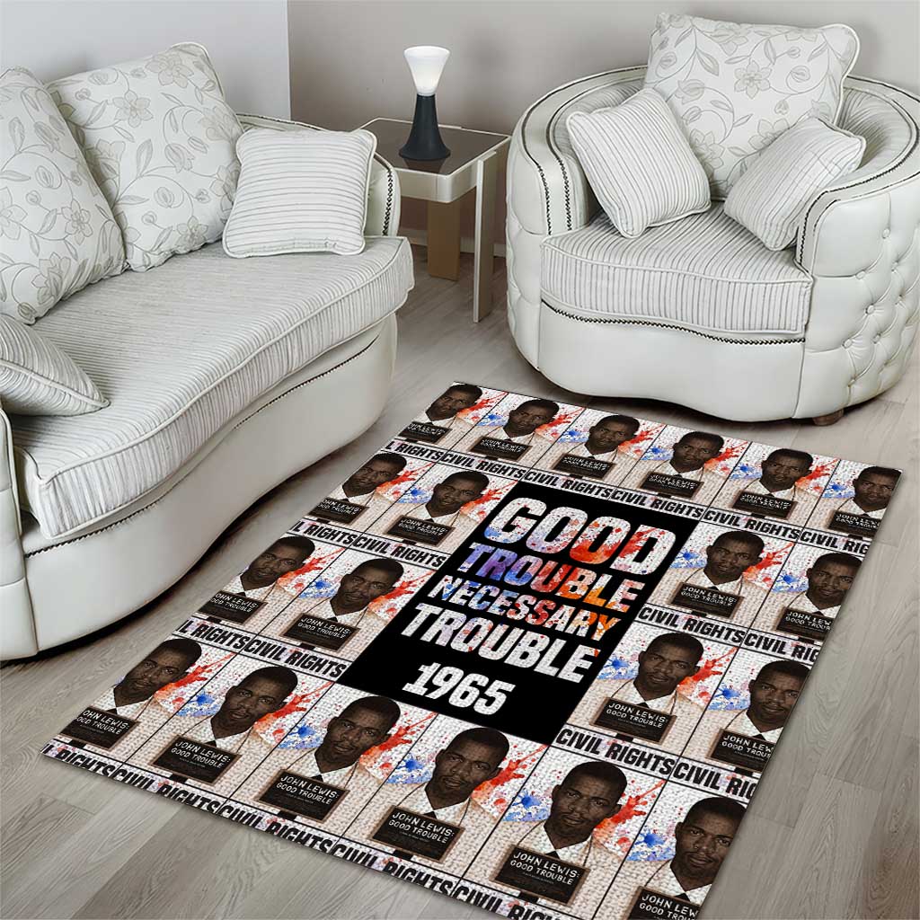John Lewis Area Rug with Mugshot Collage Design Civil Rights Portrait Good Trouble Tribute - African Pride