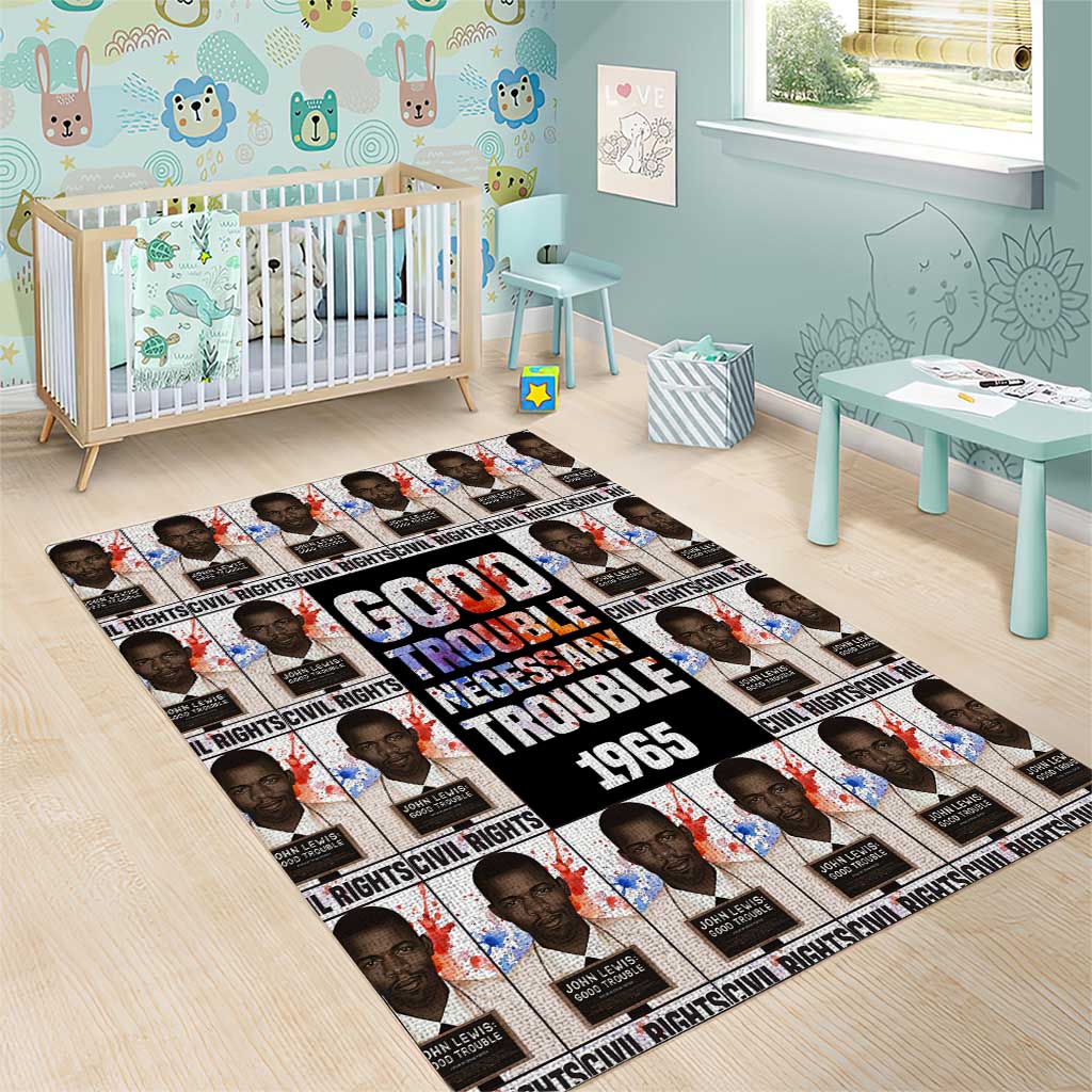 John Lewis Area Rug with Mugshot Collage Design Civil Rights Portrait Good Trouble Tribute - African Pride