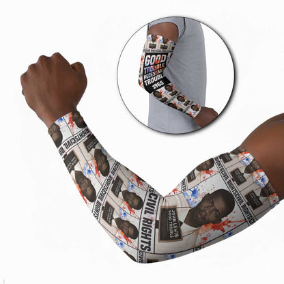 John Lewis Arm Sleeves with Mugshot Collage Design Civil Rights Portrait Good Trouble Tribute - African Pride