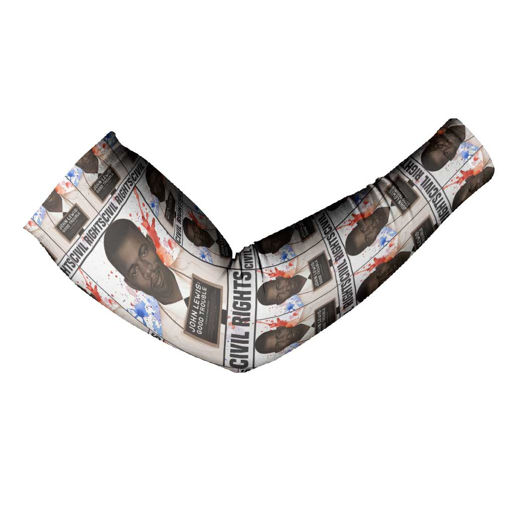 John Lewis Arm Sleeves with Mugshot Collage Design Civil Rights Portrait Good Trouble Tribute - African Pride