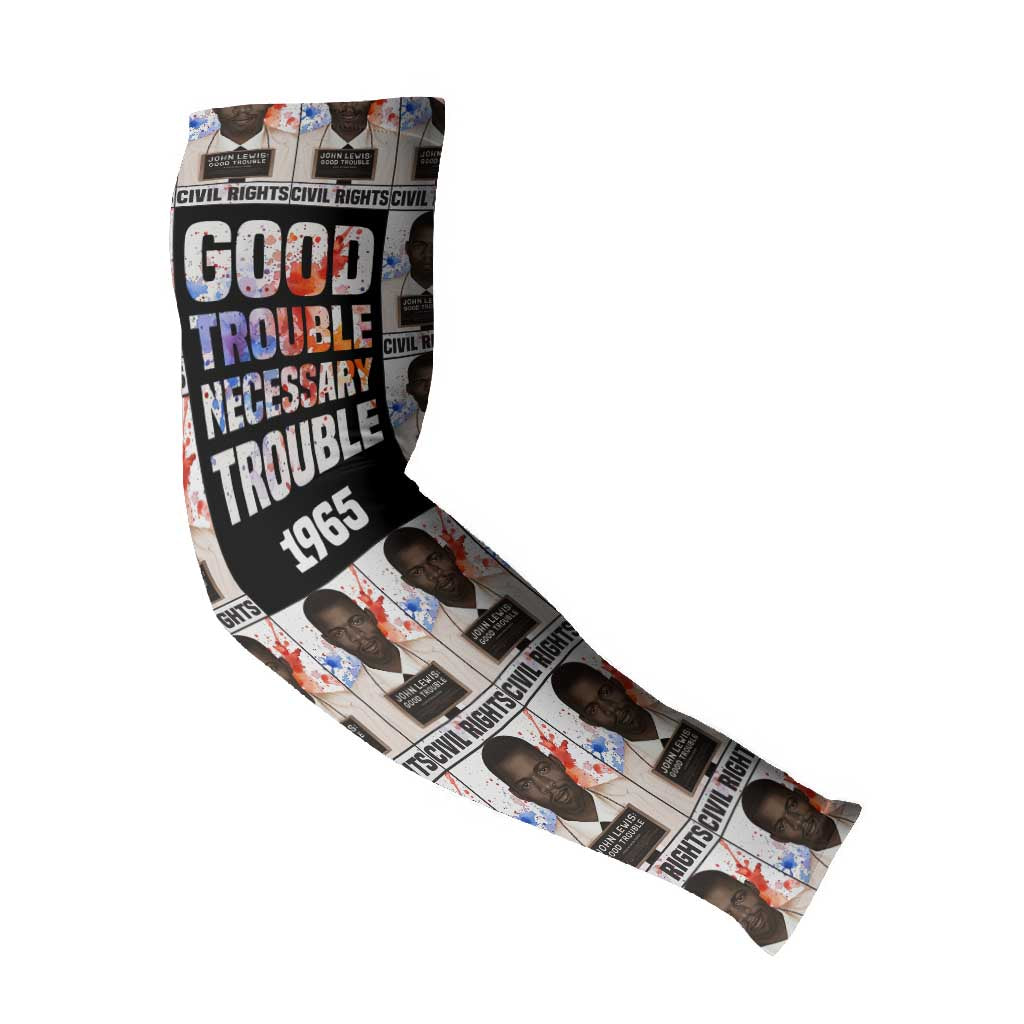 John Lewis Arm Sleeves with Mugshot Collage Design Civil Rights Portrait Good Trouble Tribute - African Pride