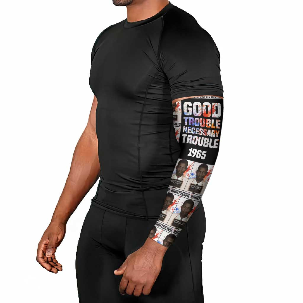 John Lewis Arm Sleeves with Mugshot Collage Design Civil Rights Portrait Good Trouble Tribute - African Pride